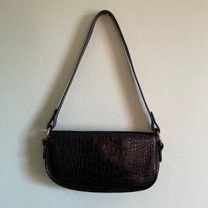 ASOS Black Croc-Embossed Shoulder Bag